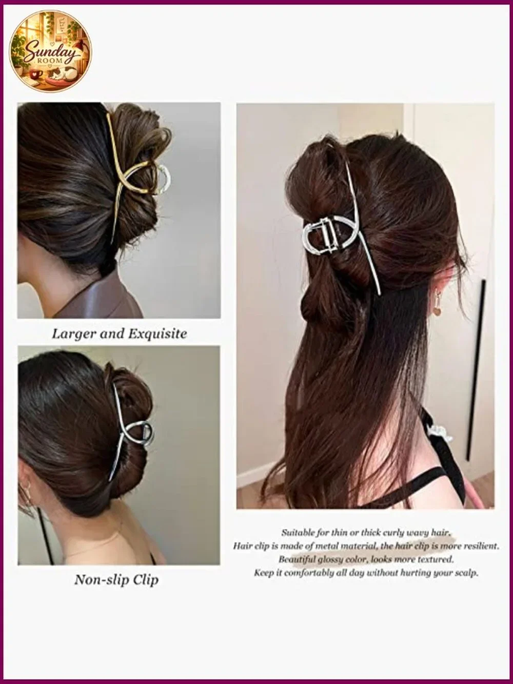 3 Pcs Oversize Metal Butterfly Hair Clips for Long Thick Hair